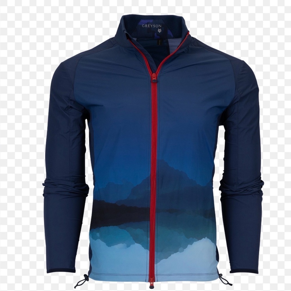 Greyson Golf Print-Full Zip Jacket Mens Size Medium Blue 972C 01209234 New